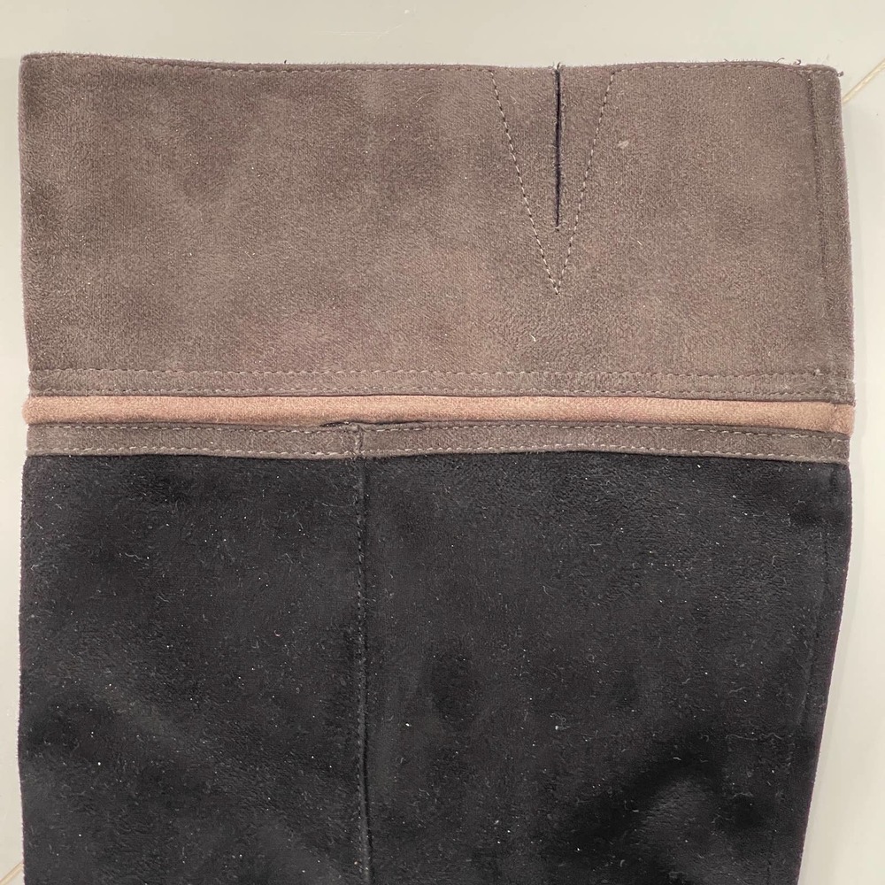 Rialto Black Gray Cordelia Patchwork Boots Zipper Suede Knee High Heel Almond 8M - Picture 10 of 15